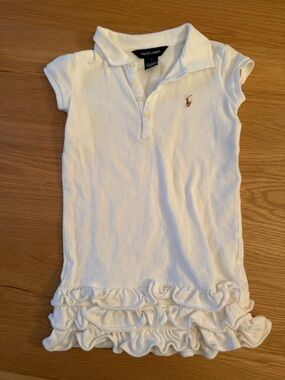 Ralph Lauren White Dress Button-down -Detail Polo